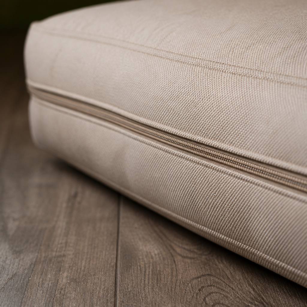 クッション座布団の側面の厚みとファスナー